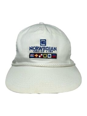 Vintage Norwegian Cruise Line Rope Hat Strapback Nautical Cap White